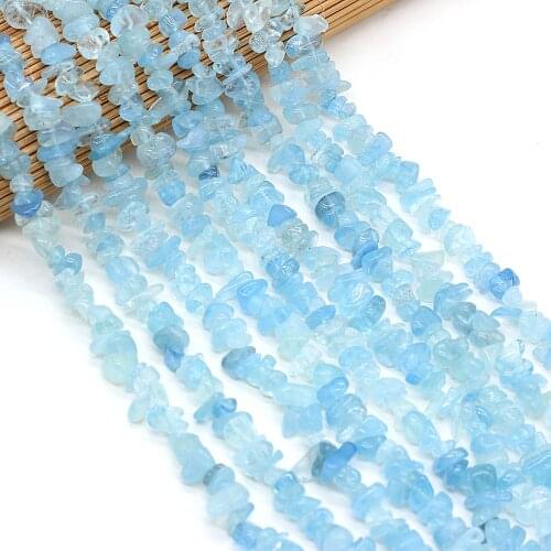 Irregural Gravel Stone Beads Natural Aquamarines Loose Beads for Making Jewelry Necklace Size 3x5-4x6mm Length 40cm