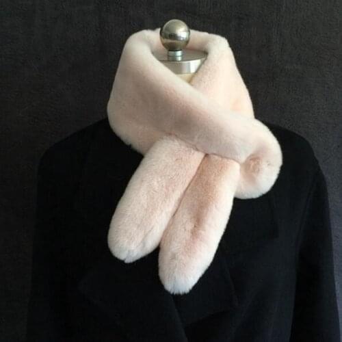 New arrival lady blinger cute rex rabbit ear fur scarf real rabbit fur collar luxurious soft kawaii fluffy long fur ring female