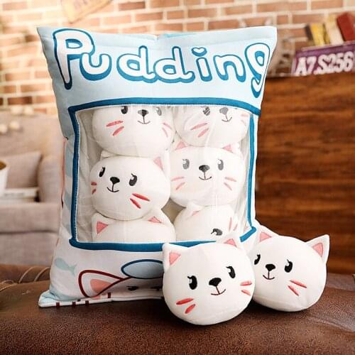 A Bag Of Plush Cat Pudding Pillow Simulation Stuffed Snack Soft Cushion 8 pcs Cat Plush Toys For Children Gift For Girlfriend