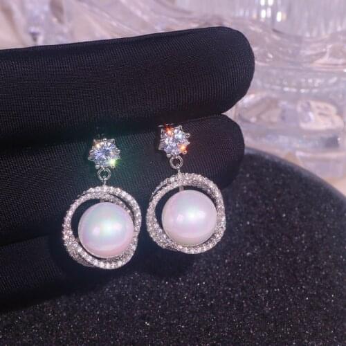 Trendy Simulation Pearl Drop Earrings For Women Elegant Wedding Bridal Zirconia Crystal Dangle Earrings Jewelry Accessory Gift