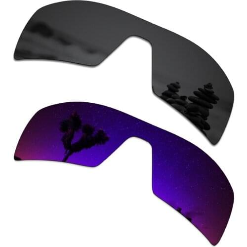SmartVLT 2 Pieces Polarized Sunglasses Replacement Lenses for Oakley Oil Rig Stealth Black and Plasma Purple