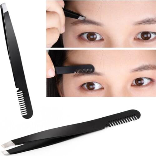 Taoye teemo 1pcs Eyebrow Tweezer Eyebrow comb Beauty Slanted Puller Stainless Steel Eye Brow Clips Hair Removal Makeup Toos