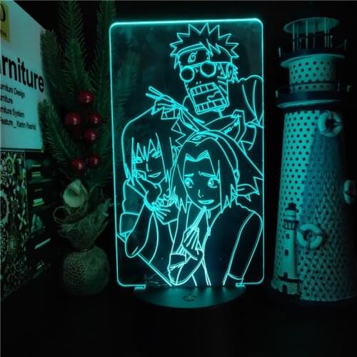 Uchiha Sasuke Naruto 3D Night Light Anime Figure Haruno Sakura LED Lamp Home Decoration Lampara Decor Lighting Uzumaki Lights