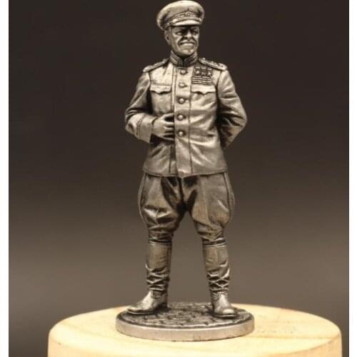 WW2 USSR Legends Great Commander Marshal Zhukov Metal Figurine 1/30 60mm Tin Soviet Soldier Model Home Decoration Crafts Gifts
