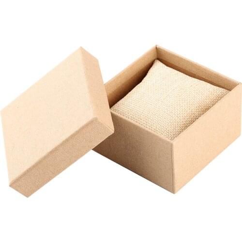 Cream Yellow Paper Box Display Package Case Pillow Foam Pad WatchGifts Boxes Organizer For Clock Hour Jewelry Customized Logo