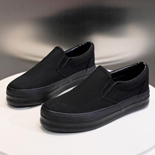 Platforms Loafer Shoes Woman White Black Flat Shoes Ladies New Casual Canvas Sneakers Platform Footwear Woman Vulcanize Shoes