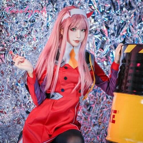 Anime Cosplay DARLING In The FRANXX ZERO TWO Cosplay Costumes DFXX Women Costume Full Sets Dress Headwear Wigs