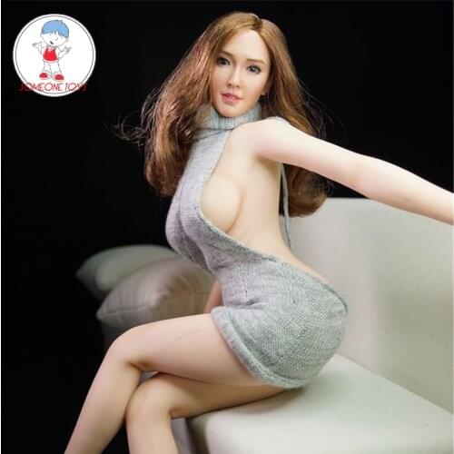 In Stock 1/6 scale Female Knitting Sweater Dress Short Skirt sexy 3 colors halter for 12 inches soldier Figure Body