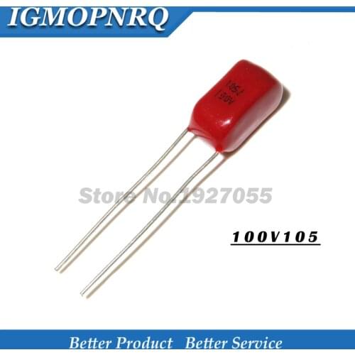 10PCS 100V105J 1UF 5mm Pitch 100V 105J 105 CBB Polypropylene Film Capacitor