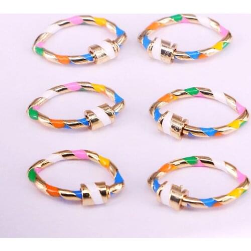 10PCS, Oval Clasps, Screw Clasp, Rainbow Copper Connector Lock Carabiner For Jewelry Making
