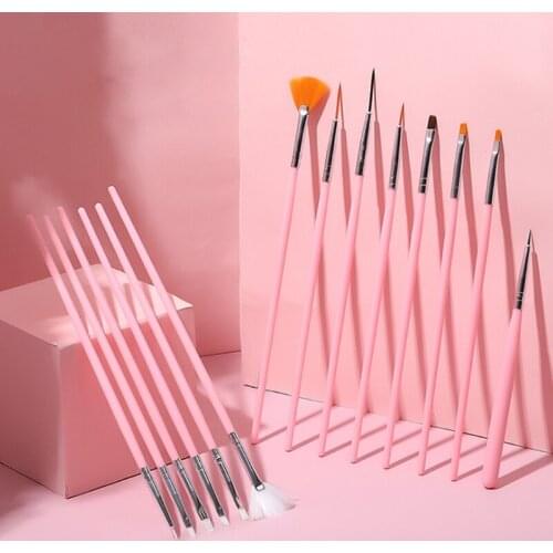15pcs Professional Nail Art Brush Set UV Gel Lacquer Acrylic Painting Drawing Liner Pen Pedicure Manicure Nails Art Tool