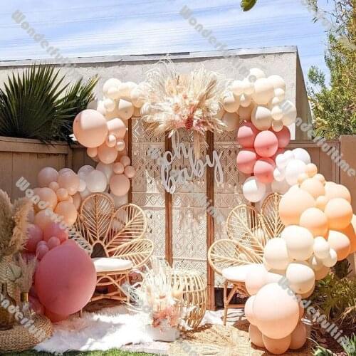 181pcs Cream Peach Nude Retro Pink Balloons Garland Arch Kit Boho Wedding Decoration Bridal Baby Shower Birthday Party Supplies