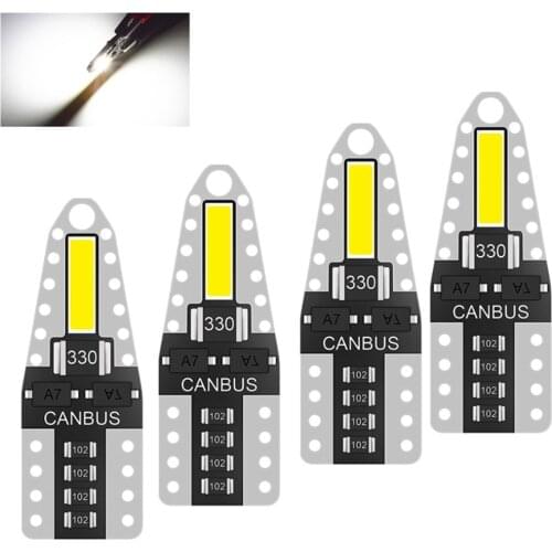 4pcs White Canbus T10 7020 2SMD LED Light ERROR FREE Car Door Instrument Lamp Parking License Plate Lamp Clearance Wedge Bulbs