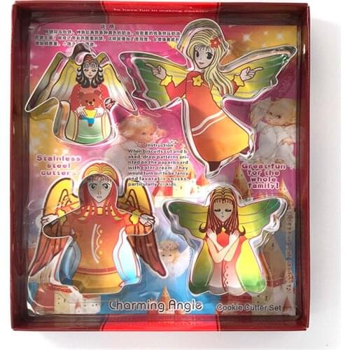 4pcs/set Stainless Steel Christmas Cookie Cutters 3D Cake Cookie Mold Fondant Cutter DIY Baking Tools Cake Decoration