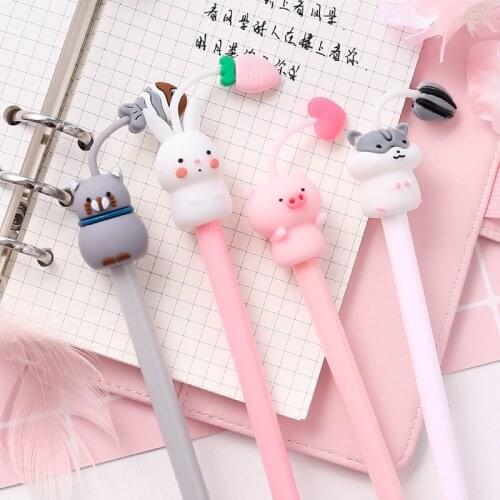 48PCS/SET Cartoon Neutral Pen Girl Student Super Cute Gel Pen 0.5mm Wholesale Signature Pen Exam Writing Cute Pen