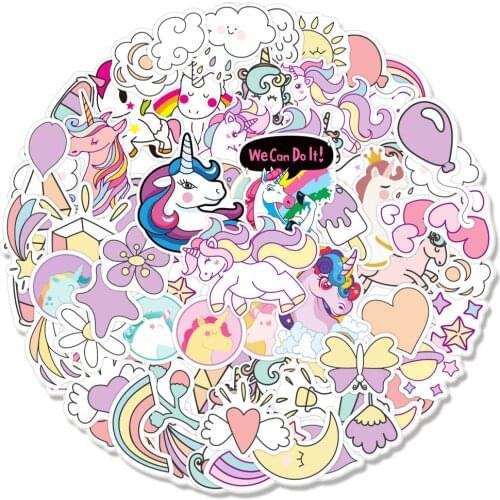 60PCS Cartoon Rainbow Unicorn Graffiti Stickers For Laptop Notebook Motorcycle Skateboard Computer Luggage Decal Sticker Toy