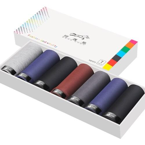 7pcs/Lot Mens Underwear Boxer Shorts Mens Modal Breathable Soft Sexy Solid Color Mid-waist Boxer Shorts Male Convex Bag L-3XL