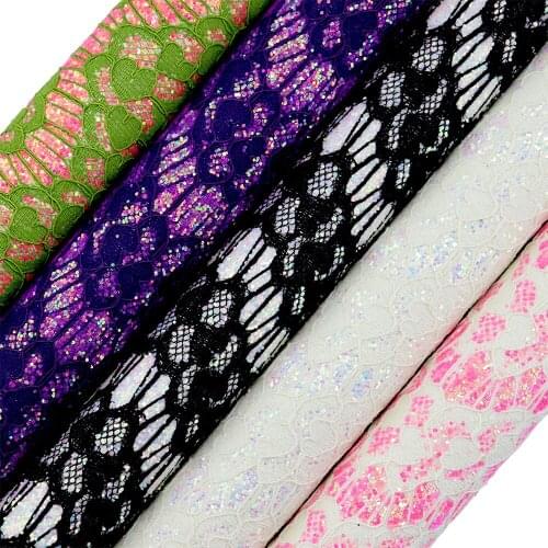 A4 Sheet 8"X11.8" Love Hearts Chunky Glitter Fabric Leather Fabric For Bows craft Sewing DIY 1piece F0388