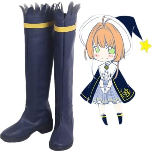Card Captor Sakura Cosplay Long Boots Blue Shoes Custom Made Any Size for Unisex