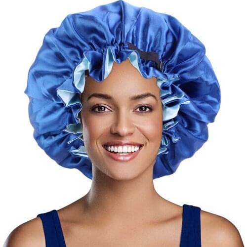 Reversible Adjustable Satin Cap for Sleeping Hair Bonnet Muslim Women Day Night Sleep Cap Satin Elastic Hat Turban Head Cover