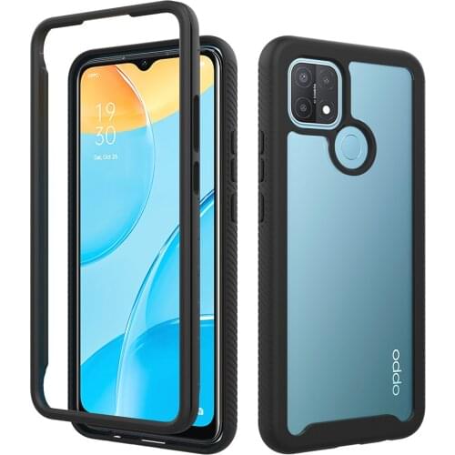 2 IN 1 Hybrid Rugged Armor Shockproof Case For OPPO A15 Soft TPU Frame Transparent Acrylic Hard PC Back Cover Coque Fundas