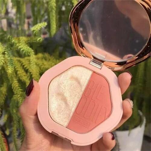 2 Color Highlighter With Blush Facial Bronzers Palette Makeup Glow Face Contour Shimmer Powder Illuminator Highlight Cosmetics