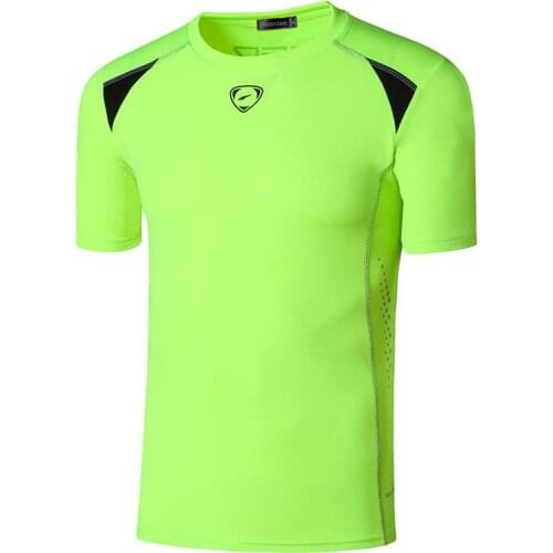 Jeansian Mens Sport Tee Shirt Tshirt T-Shirt Tops Running Gym Fitnes Workout Football Short Sleeve Dry Fit LSL1058 GreenYellow2