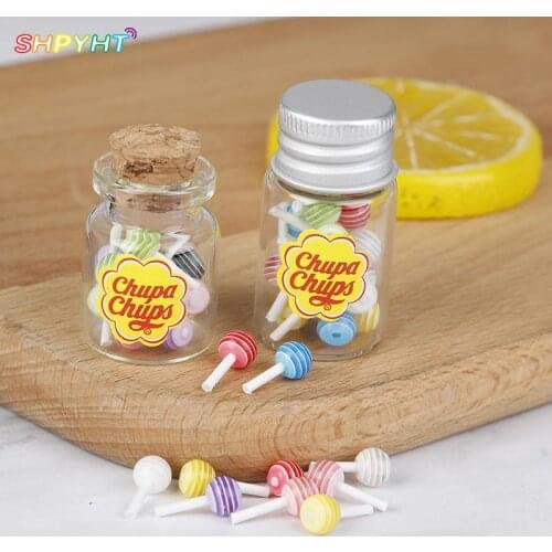 Hot! Fun 1/12 Mini Food Dessert Sugar Mini Lollipops With Case Holder Candy For Doll House Kitchen Furniture Toys Accessories