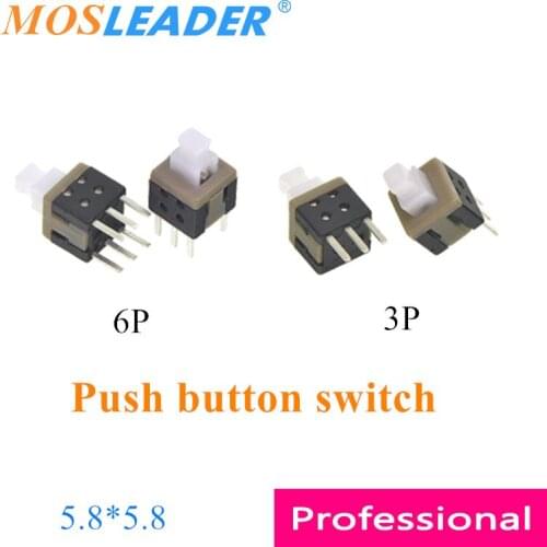 Mosleader 1000pcs 5.8*5.8 5.8x5.8 Key switch Push button switch Double row 6P DIP6 3P Self-locking switch No Self locking switch