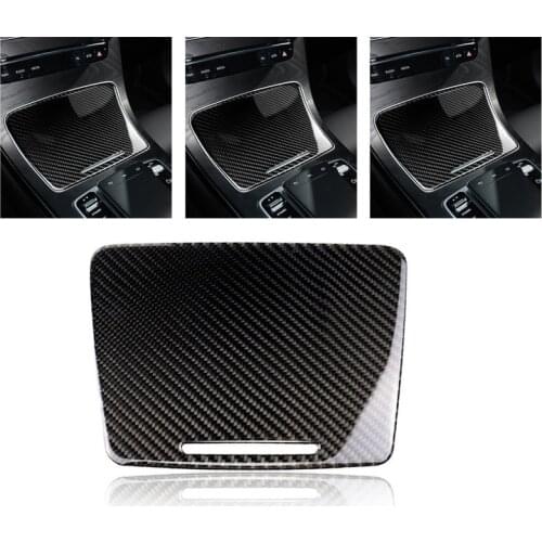 Mutips For Mercedes Benz C E Class GLC W205 Center Console Cup Holder Panel Frame Trim Cover Carbon Fiber Sticker Accessories