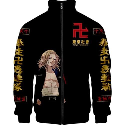 2021 Harajuku Tokyo Avenger 3D Print Stand Collar Hoodie Men Women Zipper Jackets Long Sleeve Casual Sweatshirts Jackets