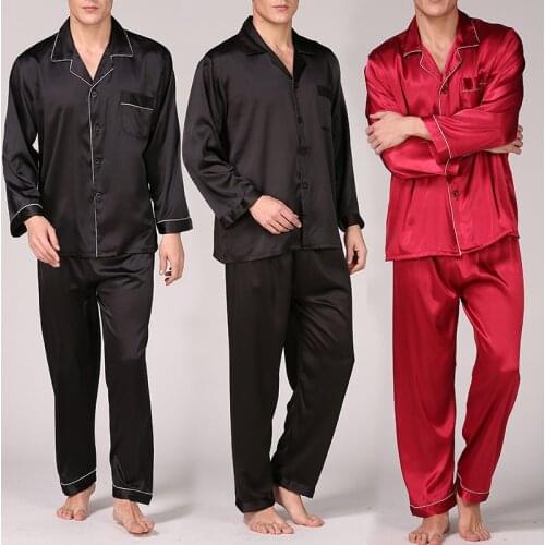 Mens Pajamas Sets Long Sleeve Lovers' Clothes New Silk Satin Sleepwear Home Wear Couples Pyjamas Men Sleep Lounge Pijamas