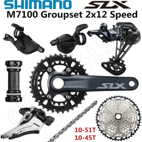 SHIMANO DEORE SLX M7100 Groupset 26-36T 170 175mm Crankset Mountain Bike Groupset 2x12-Speed 10-51T 10-45T M7100 Rear Derailleur