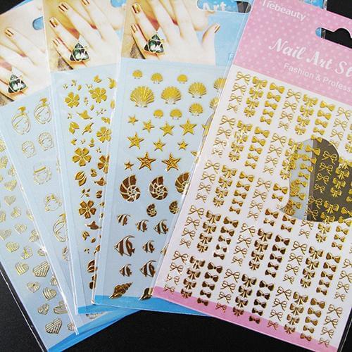 Lots 3D Golden Black Decal Stickers Nail Art Tip DIY Decoration Stamping Manicure