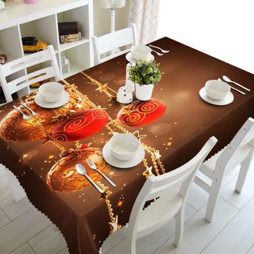 2019 New 3D Tablecloth Christmas Ball Merry Christmas Gift Waterproof Thicken Rectangular and Round Table Cloth for Wedding