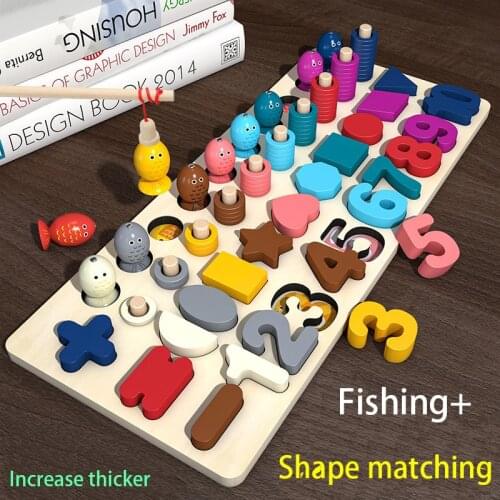 Montessori Educational Board Math Fishing Wooden Toys Mathematic Children Number Games Kids 1 2 To 4 Years Old Wood Learning Toy