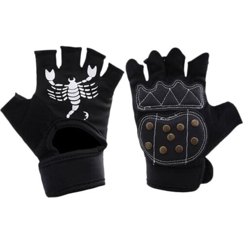 Skateboard Gloves Slide Gloves with Copper Nail Brake Half Finger Gloves Long Board Sliding Gloves