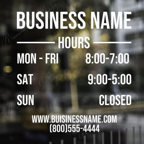 Custom Business Name & Open Hours Vinyl Window Decals Storefront Decor Personalized Shop Name Sticker Removable Art Murals 4401