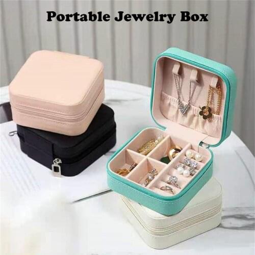 10x10x5cm Portable Jewelry Box Jewelry Organizer Display Travel Jewelry Case Boxes Leather Storage Joyeros Organizador De Joyas