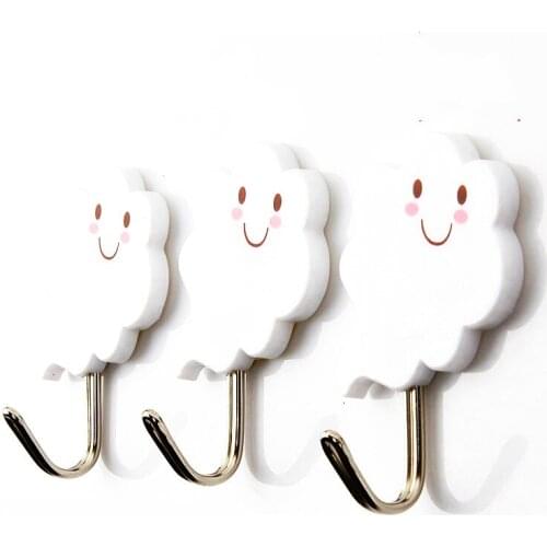 Three Piece Strong Adhesive Sticky Hooks Free Nailed Toilet Wall Hanger Kitchen Wall Hooks for Hanging Small Gargets