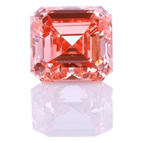 Loose 3 carats Pink Color Asscher Cut CVD Lab Grown Diamond