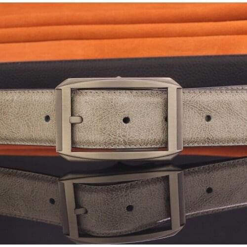 Grey Belt Men Classic Pin Buckle designer Cowskin Waist strap Casual genuine young boys Casual high quality ceinture homme