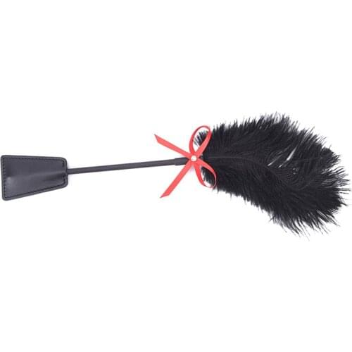 Romantic Massage Tickler Black Flogger For Adult Black Fetish Leather Spanking Paddle Feather Flirt Whip Party Gift Favors