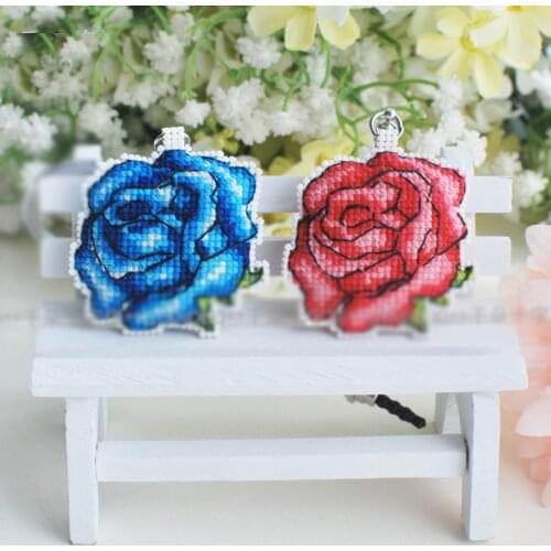 ZSMX14 Phone Key Bag Hanging Accessories Rose DIY Craft Needlework Embroidery Crafts Counted Cross-Stitching Kit