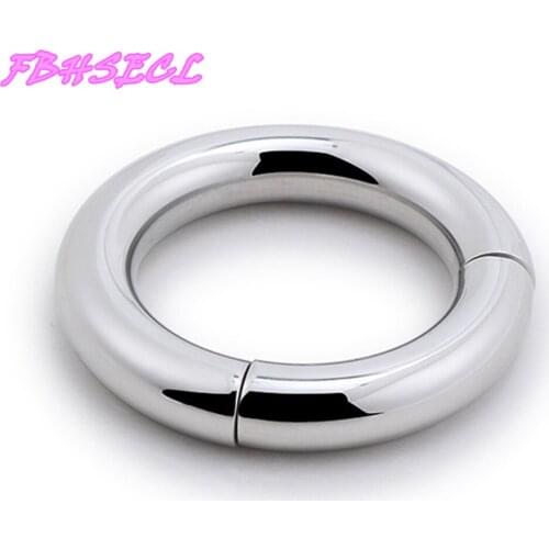 FBHSECL Heavy Duty Male Magnetic Ball Scrotum Stretcher Metal Penis Cock Lock Ring Delay ejaculation Sex Toys for Men 3 Size