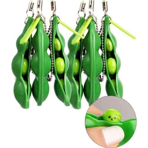 Squishy Infinite Squeeze Edamame Bean Pea Expression Chain Key Pendant Ornament Stress Relieve Decompression Toys antistress