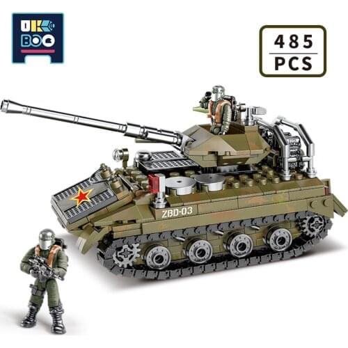 UKBOO 485PCS Military Tank Model Building Blocks Set Weapon Airborne Fighting Vehicle Soldier Figures Bricks Toys for Children