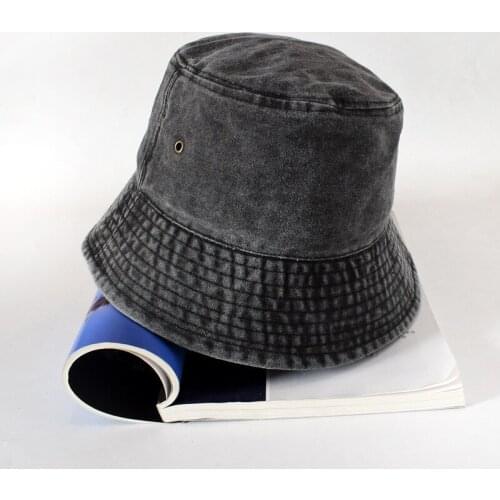Vintage wash denim fisherman hat men lovers make old pot cap solid spring and summer tide outdoor sun cap Free Shipping