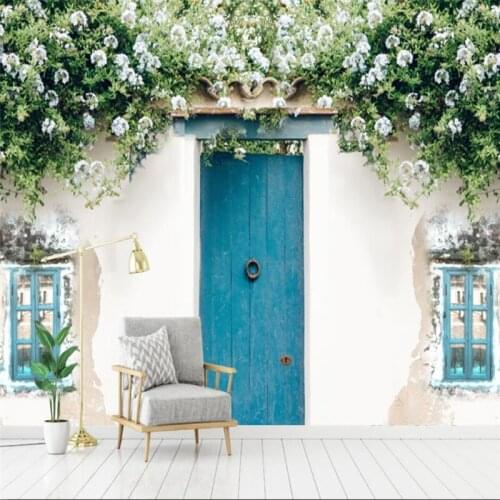 Wellyu Modern minimalist European small fresh flowers Nordic background wall painting custom large mural green wallpaper