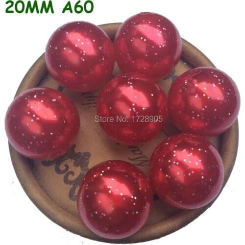 Pearls Pearl Beads Glitter Acrylic Powder Jewelry Bubblegum Gumball Bling Beads 20 MM Christmas Red 110 pcs Free Shipping